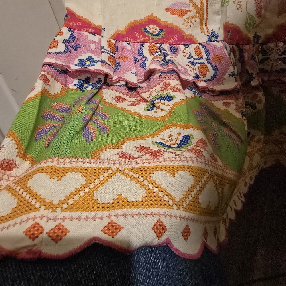 FARM Rio Anthropologie Embroidered Peasant Maxi Dress M - Picture 4 of 7